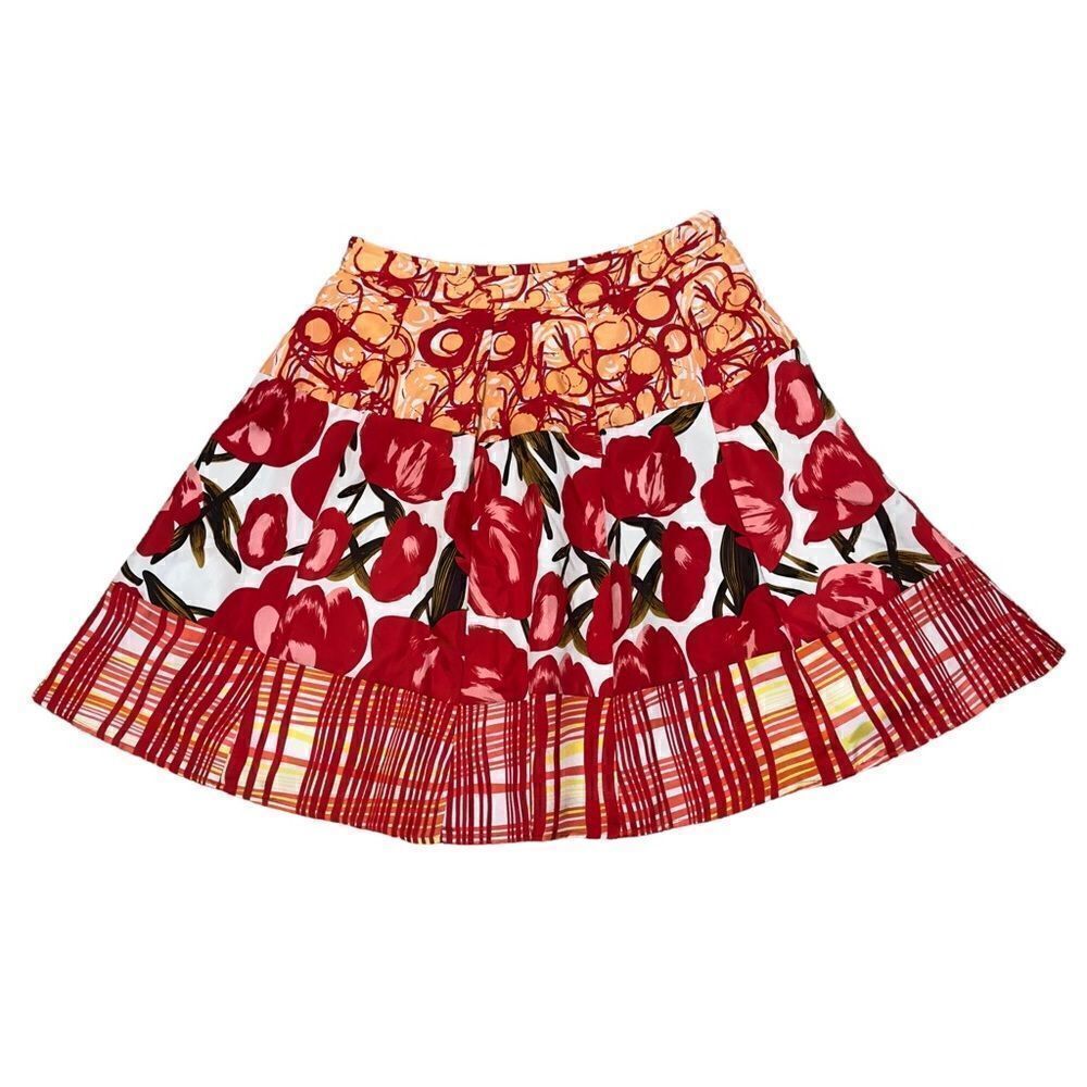 Peter Nygard Tulip Print Pleated Mini Skirt Size 6